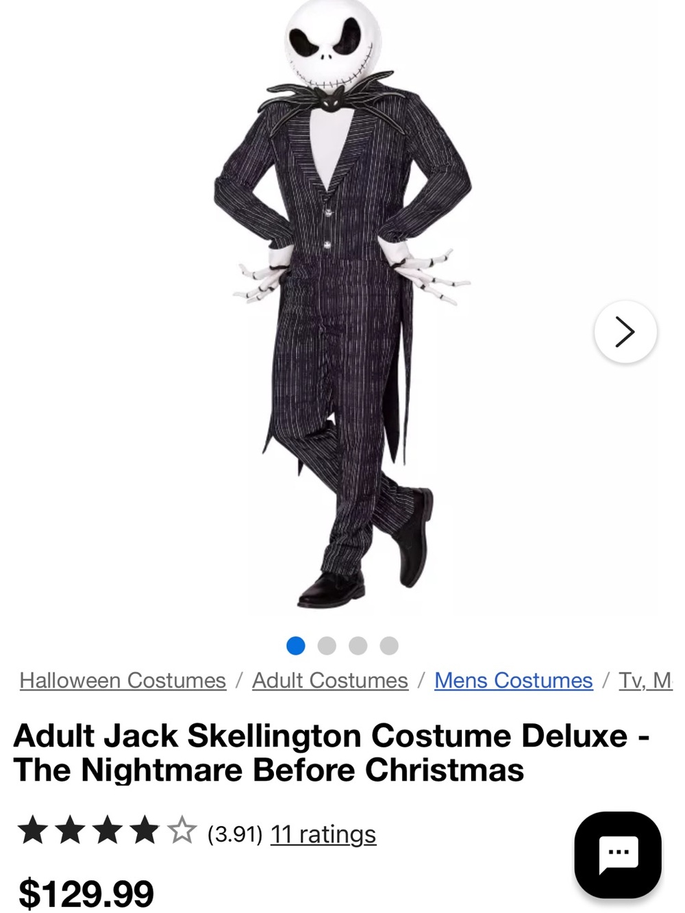 Jack Skellington adult Costume - Black & White